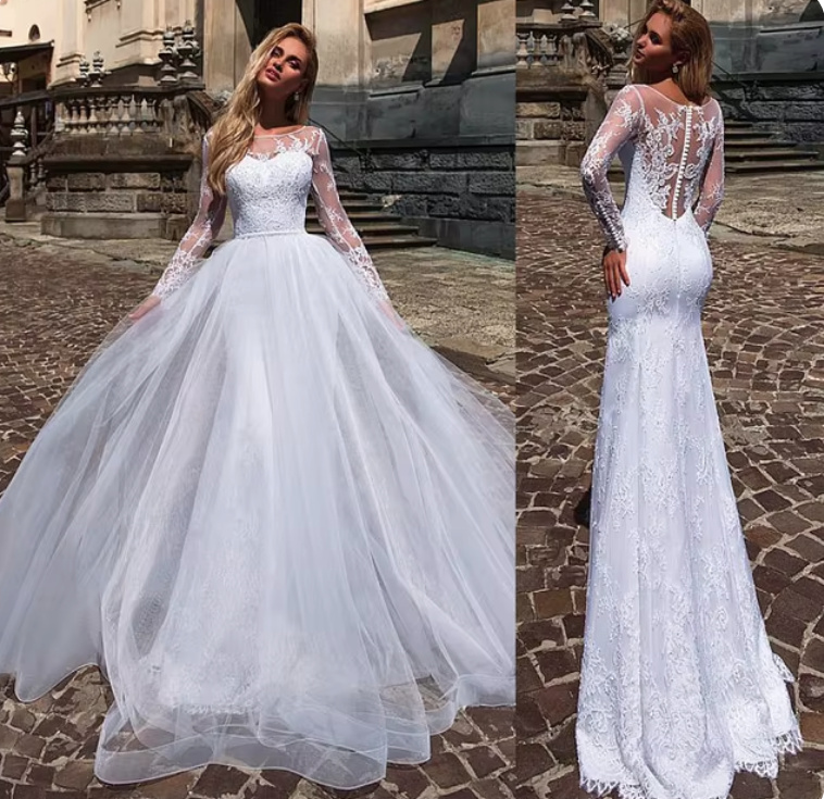 A Linie 2 in 1 Brautkleid Ceres Rock Abnehmbar mit Tattoo&nbsp;Spitze