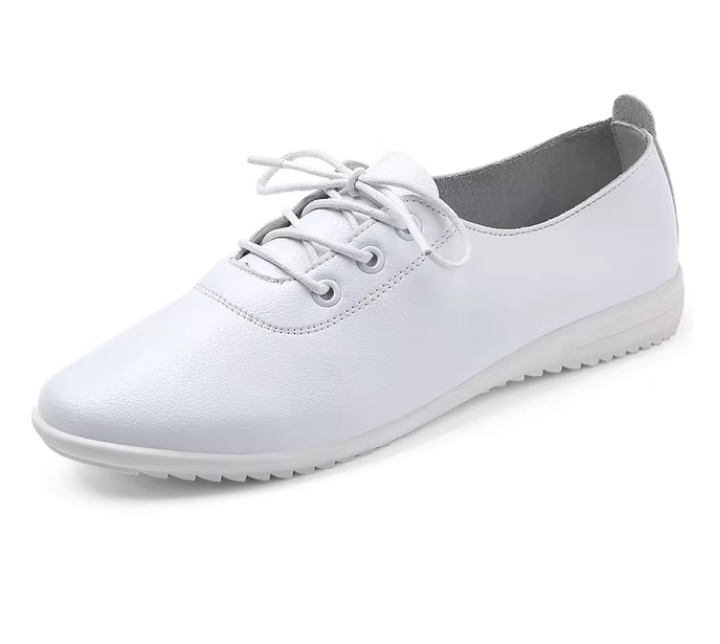 Bequeme Leder Brautschuhe Schnürschuhe in&nbsp;Weiß