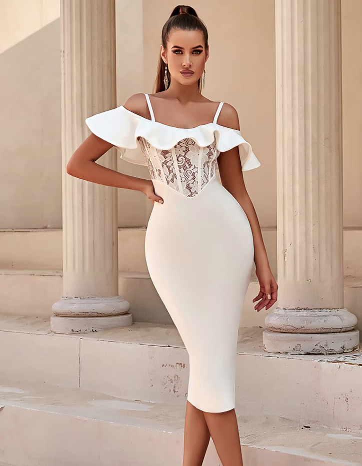 Spaghettiträger Mieder Standesamtkleid Mimi mit&nbsp;Spitze