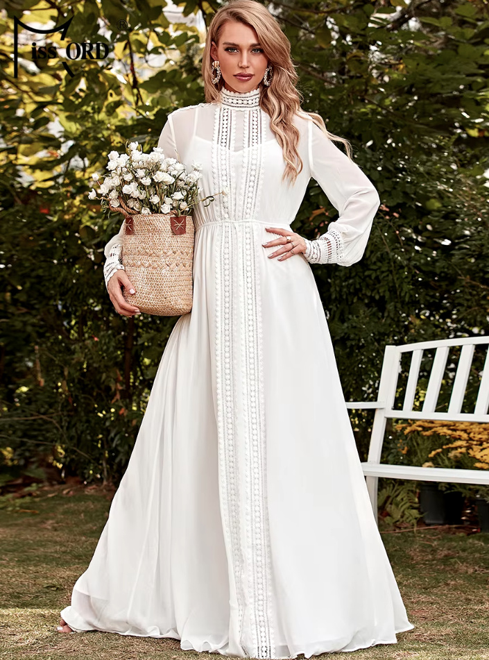 Boho Style A Linie Langarm Standesamtkleid Dafne&nbsp;Weiß