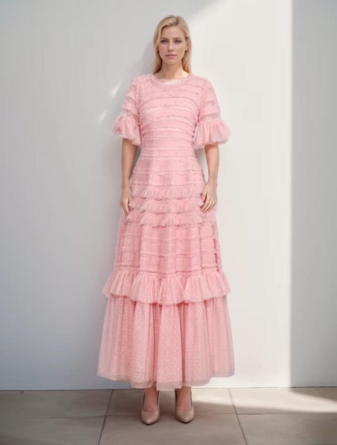 Elegantes A Linie Kleid Cornelia Knöchellang in&nbsp;Rosa