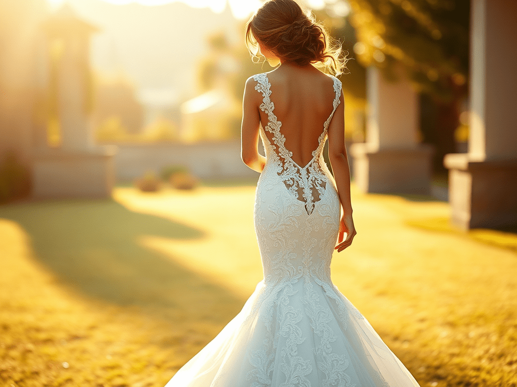 Rückenfreies Meerjungfrau Brautkleid Colette mit Spitze und&nbsp;Schleppe