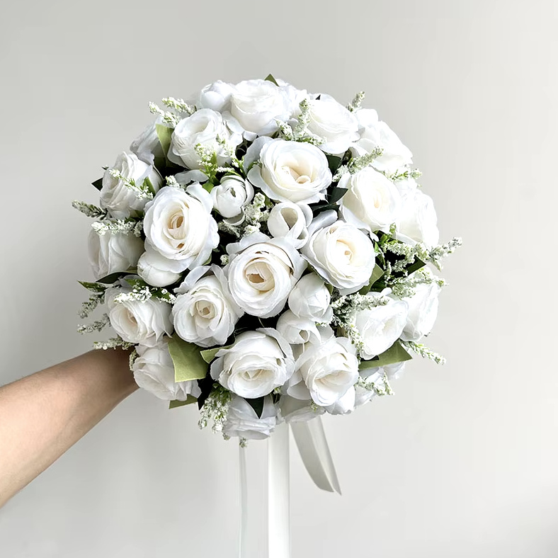 Kunstblumen Hochzeit Bouquet Brautstrauß aus Seiden&nbsp;Rosen