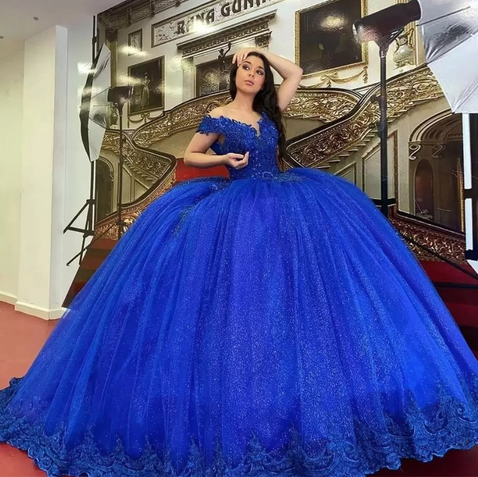 Prinzessin Ball Linie Brautkleid in Navyblau&nbsp;Schulterfrei