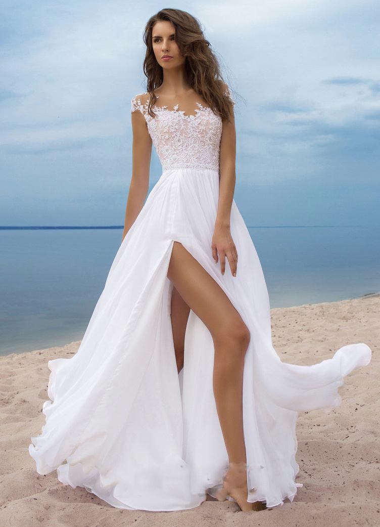 Boho Style Standesamtkleid Ellen mit Spitzen&nbsp;Applikationen