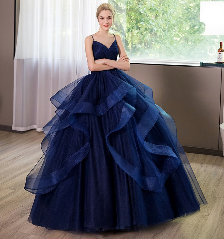 Spaghettiträger Ball Linie Brautkleid Eliana in&nbsp;Dunkelblau