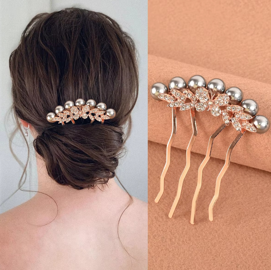 Braut Haarschmuck Haarkamm mit Perlen und&nbsp;Schmetterlinge