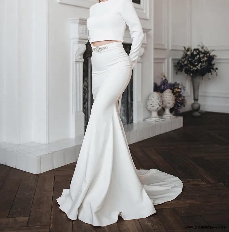 Fit and Flare Rock für die Braut Bodenlang mit Schleppe und&nbsp;Strass