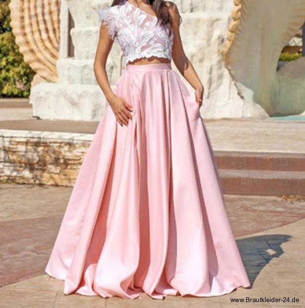 Langer Satin Rock für die Braut Bodenlang in&nbsp;Rosa