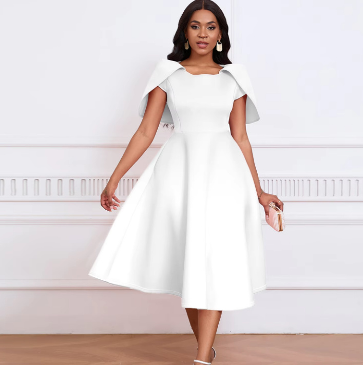 A Linie Standesamtkleid Brietta Wadenlang mit Cape&nbsp;Weiß