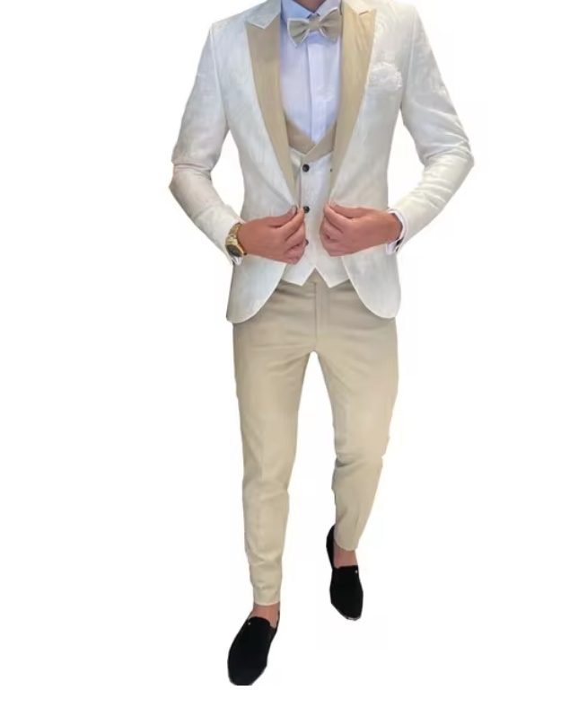 Herren Anzug Arendt für den Bräutigam und Hochzeitsgäste in Elfenbein Weiß Dreiteilig