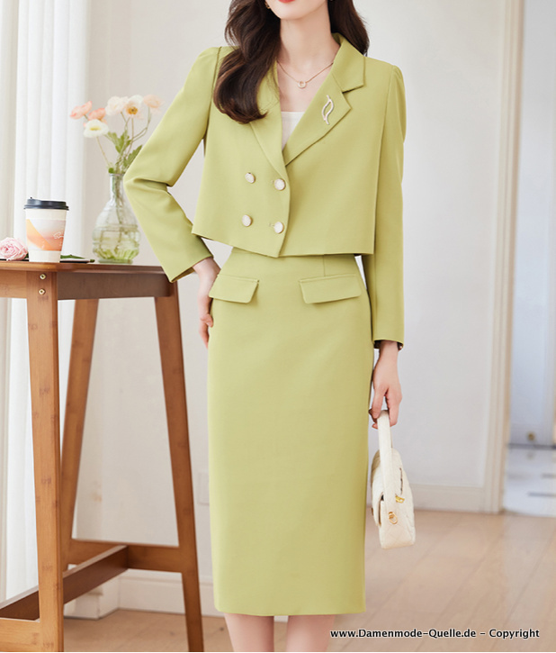 Elegantes Damen Kostüm Wadenlang in&nbsp;Mintgrün