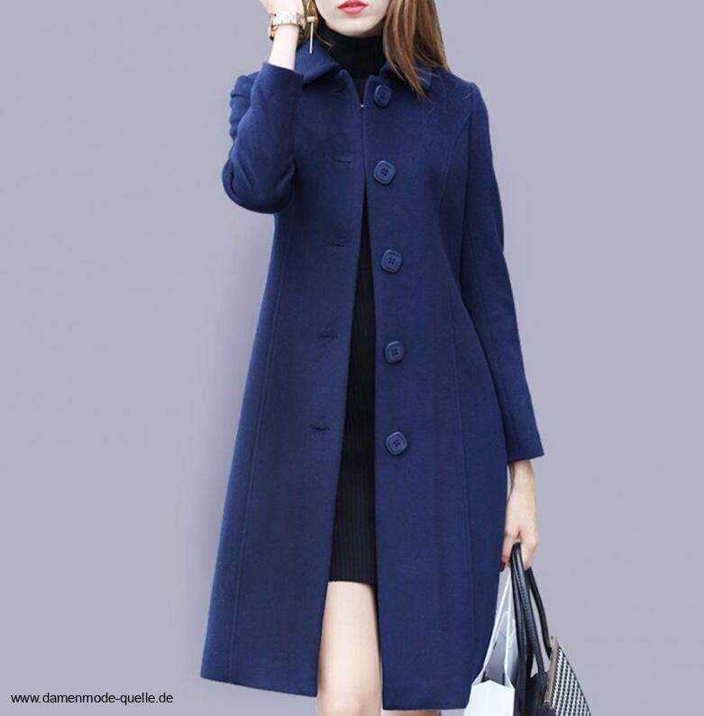 A Linie Damen Wollmantel Einreiher Elegant in&nbsp;Dunkelbalu