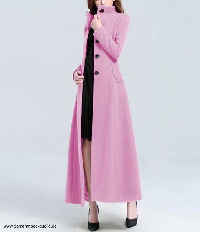 A Linie Damen Wollmantel mit Stehkragen in&nbsp;Rosa