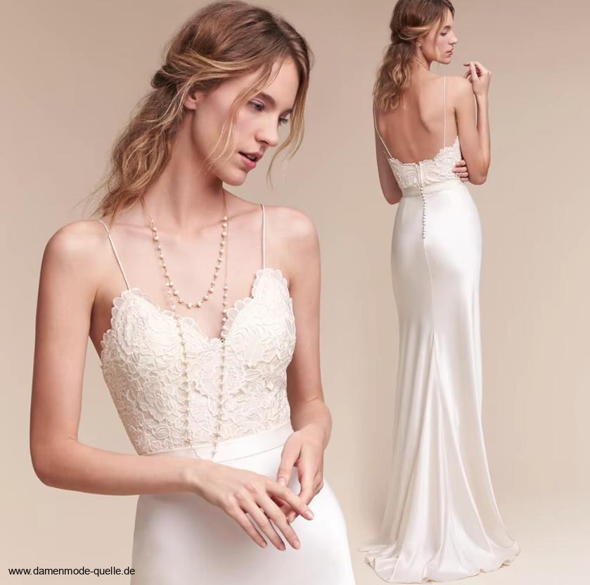 Elegantes Boho Abendkleid in Weiß mit&nbsp;Spitze