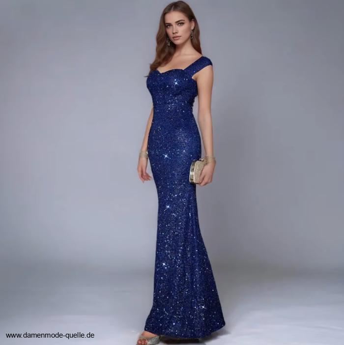 Fit and Flare Glitzer Abendkleid Arlene in&nbsp;Dunkelblau