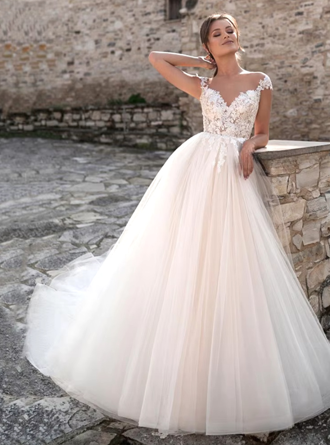 A Linie Herz Dekollette Brautkleid Delphine mit Spitze&nbsp;Lang