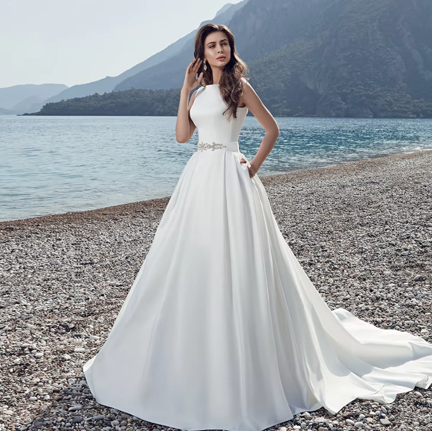 A Linie Satin Boho Brautkleid Hochzeitskleid&nbsp;Damira
