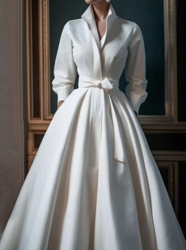 A Linie Standesamtkleid Daria Wadenlang mit&nbsp;Ärmel