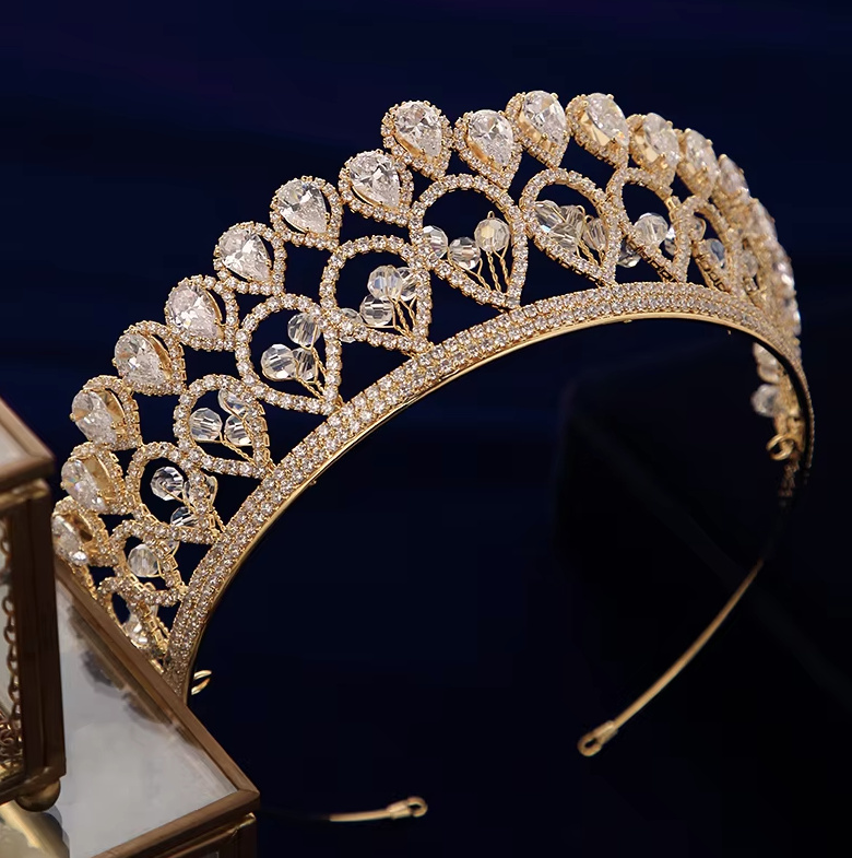 Barock Zirkonia Kristall Brautkrone Dorothee&nbsp;Gold