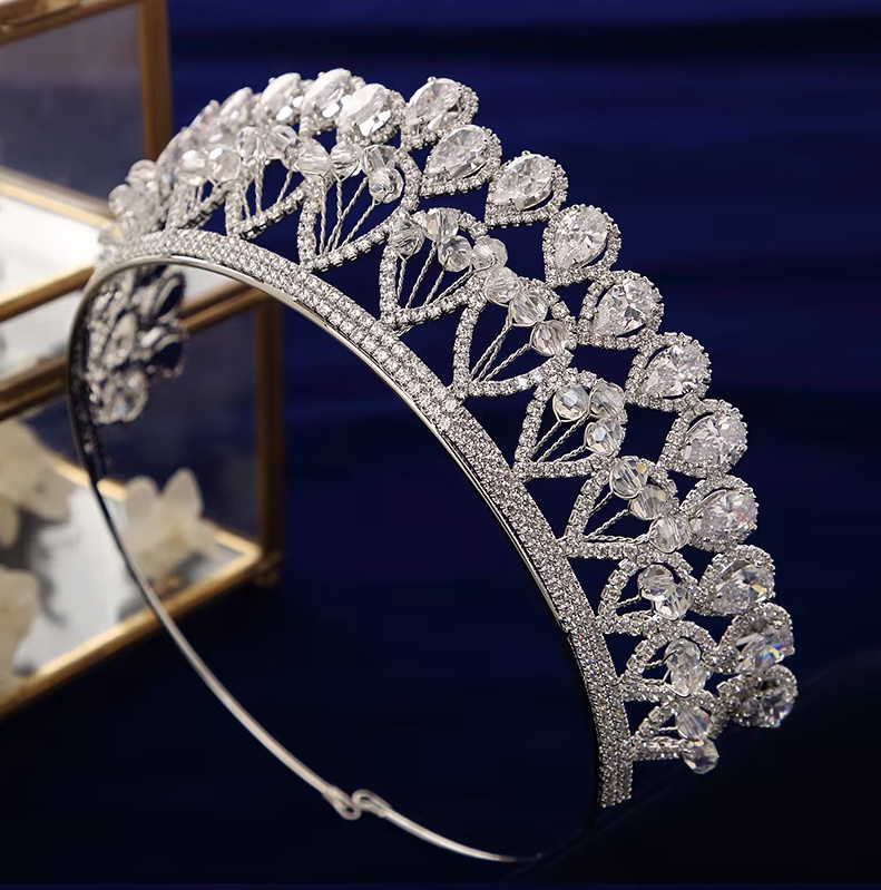 Barock Zirkonia Kristall Brautkrone Dorothee&nbsp;Silber