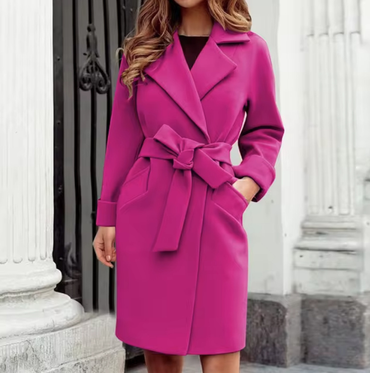 Damen Kurz Mantel zum Binden in Pink&nbsp;Elegant