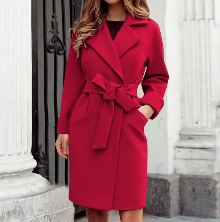 Damen Kurz Mantel zum Binden in Rot&nbsp;Elegant