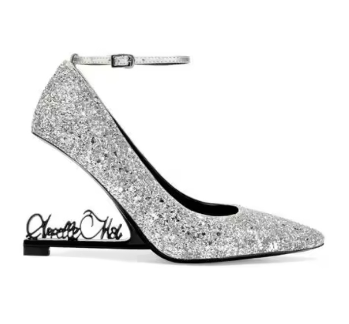 Glitzer High Heels Brautschuhe mit Durchsichtige&nbsp;Fersen