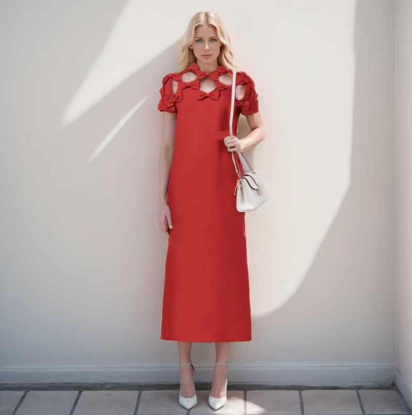 Hängerchen Style Damenkleid Wadenlang in Rot mit Cut Outs&nbsp;Elegant