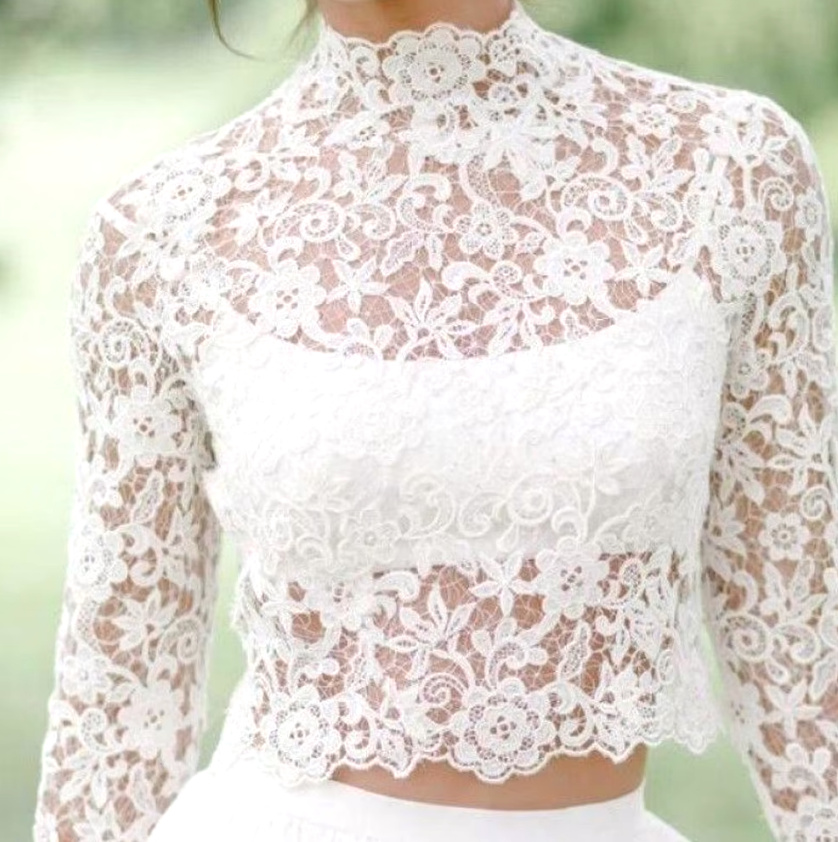 Langarm Boho Braut Jacke aus&nbsp;Spitze