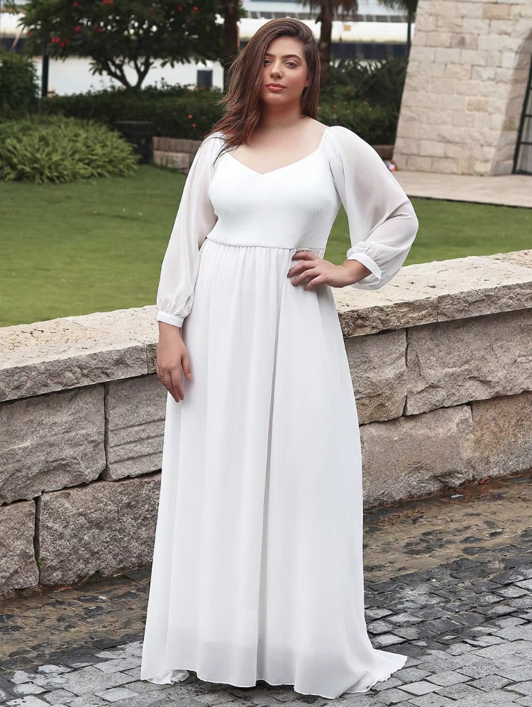 Langarm Empire Standesamtkleid Brigitte in&nbsp;Weiß