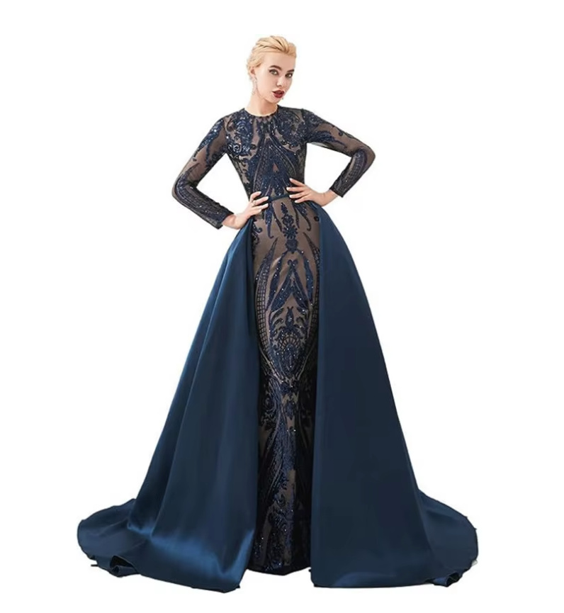 Meerjungfrau Abendkleid Darlin in Marineblau mit Abnehmbarem&nbsp;Rock