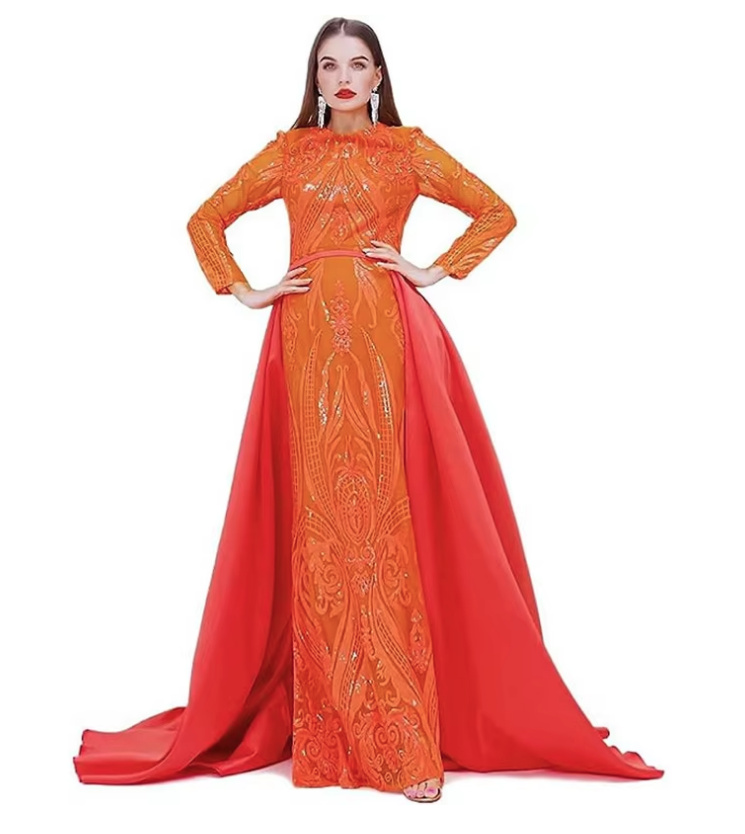 Meerjungfrau Abendkleid Darlin in Orange mit Abnehmbarem&nbsp;Rock