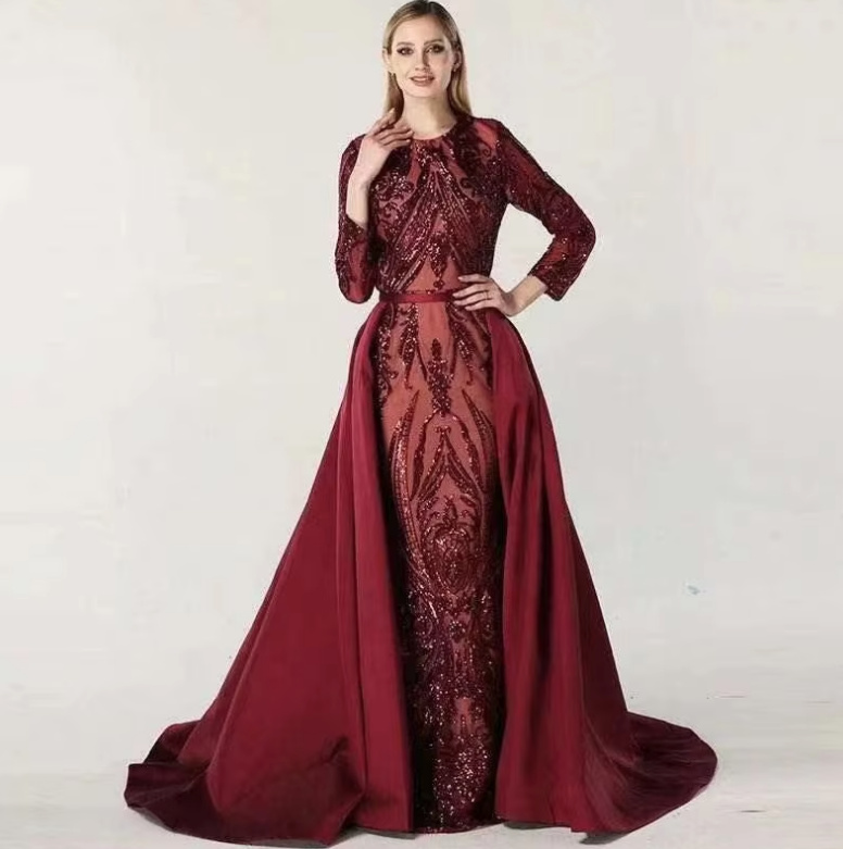 Meerjungfrau Abendkleid Darlin in Weinrot mit Abnehmbarem&nbsp;Rock