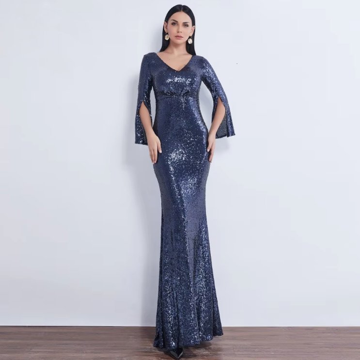 Pailletten Glitzer Meerjungfrau Abendkleid Dahlia&nbsp;Dunkelblau