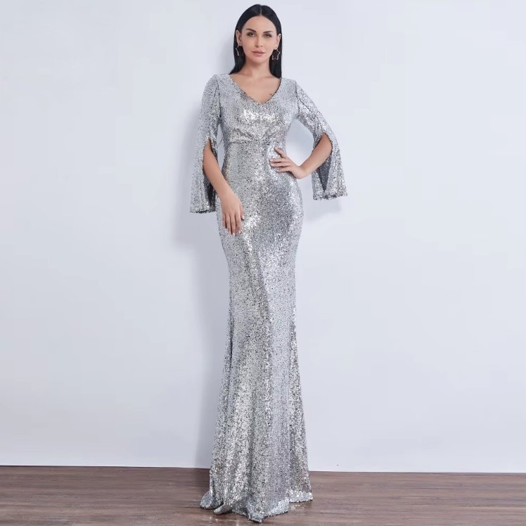 Pailletten Glitzer Meerjungfrau Abendkleid Dahlia&nbsp;Silber