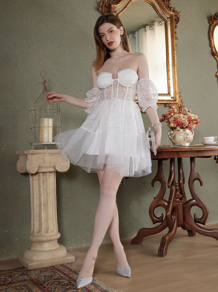 Schulterfreies Mini Mieder Brautkleid&nbsp;Dora