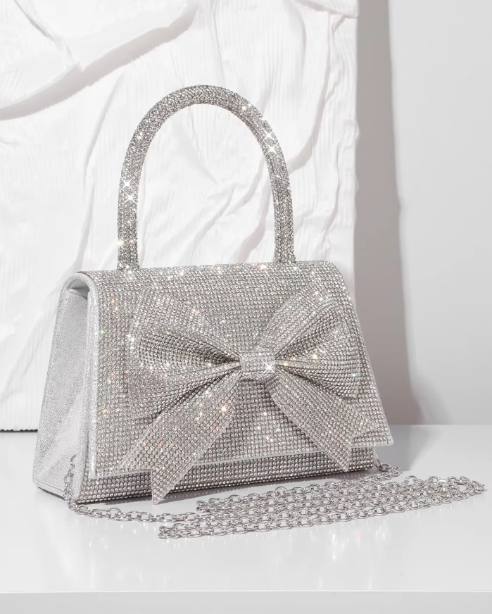 Strass Glitzer Diamant Brauttasche&nbsp;Silber