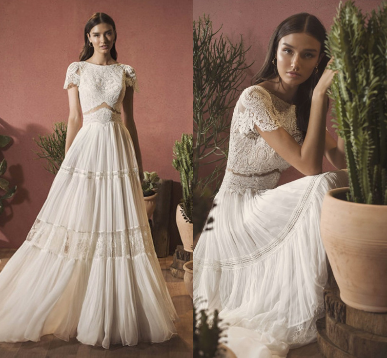 A-Linie Boho Style Brautkleid Emanuele mit&nbsp;Ärmel