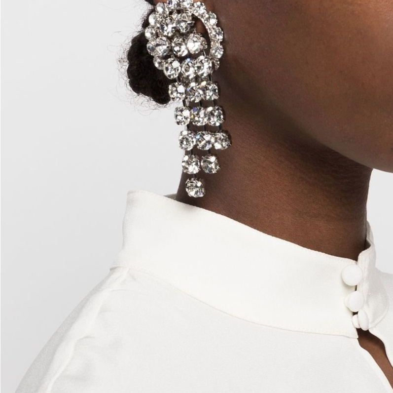 Große Kristall Clips Ohrringe für die Braut&nbsp;Silber