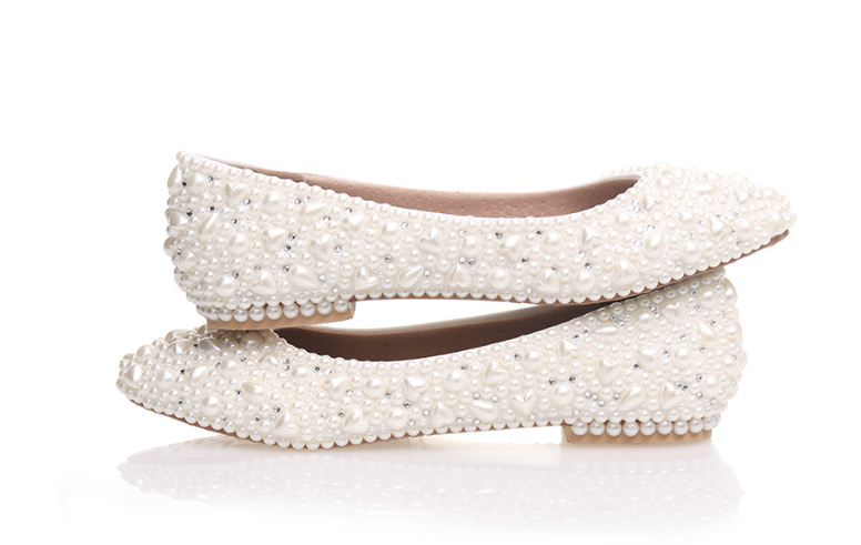 Braut Ballerinas Hochzeitsschuhe Frida mit&nbsp;Perlen