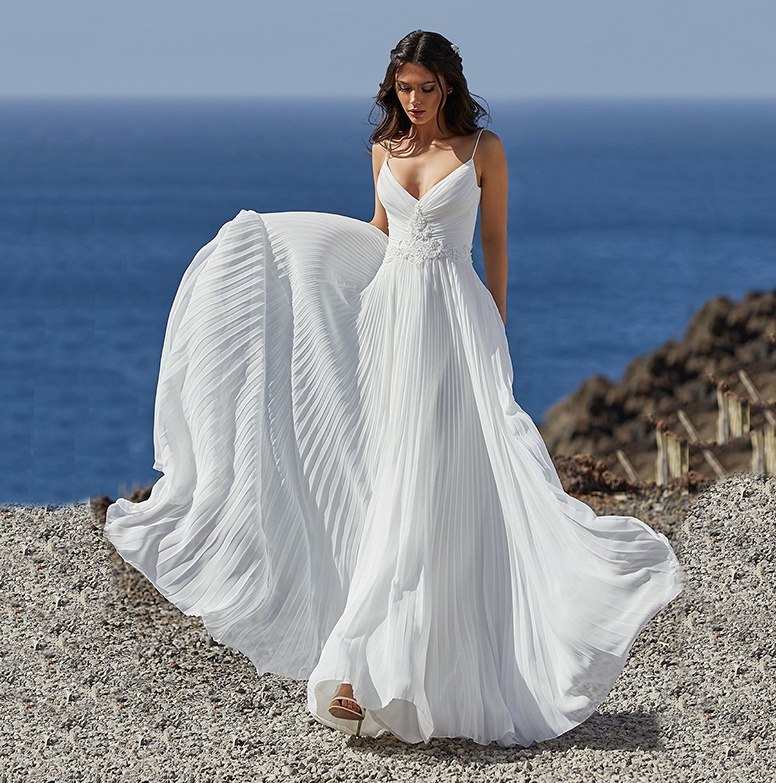 Spaghettiträger Plissee Brautkleid Fay&nbsp;Romantisch