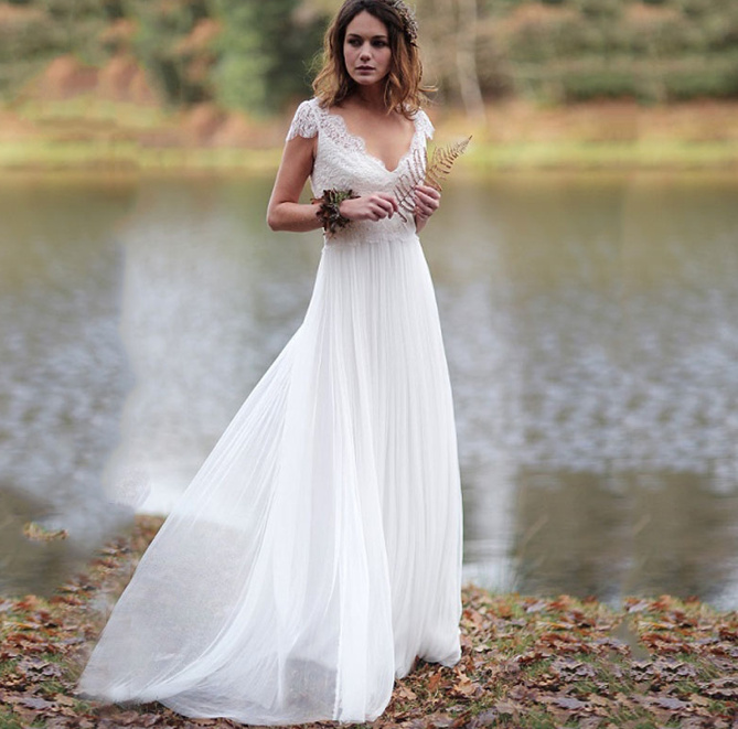 A-Linie Boho Vintage Style Brautkleid&nbsp;Fridonlina