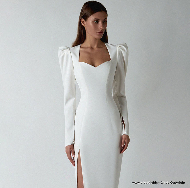 Bleistift Cut Out Kleid in Weiß für den Standesamt mit Herz&nbsp;Ausschnitt