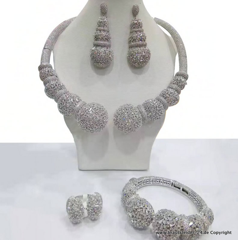 Luxus Dubai Style Brautschmuck Set in&nbsp;Silber
