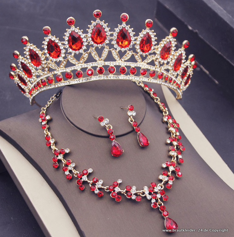 Wunderschöne Kristall Brautschmuck Set&nbsp;Rot