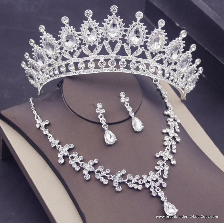 Wunderschöne Kristall Brautschmuck Set&nbsp;Silber
