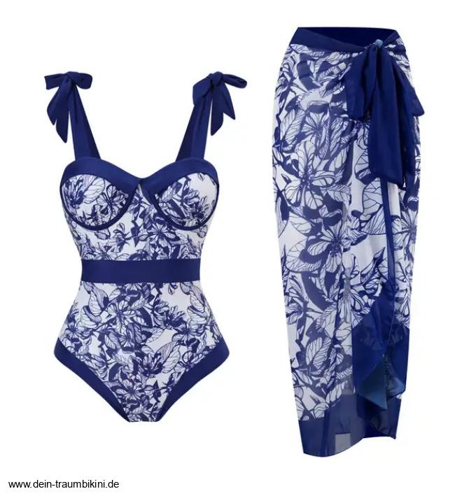 Push Up Badeanzug Zakia Blau mit Rock im&nbsp;Set