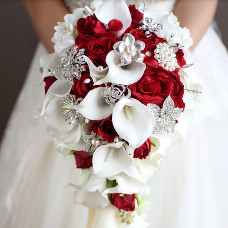 Calla – Rosen Brautstrauß Annabell in Weiß&nbsp;Rot