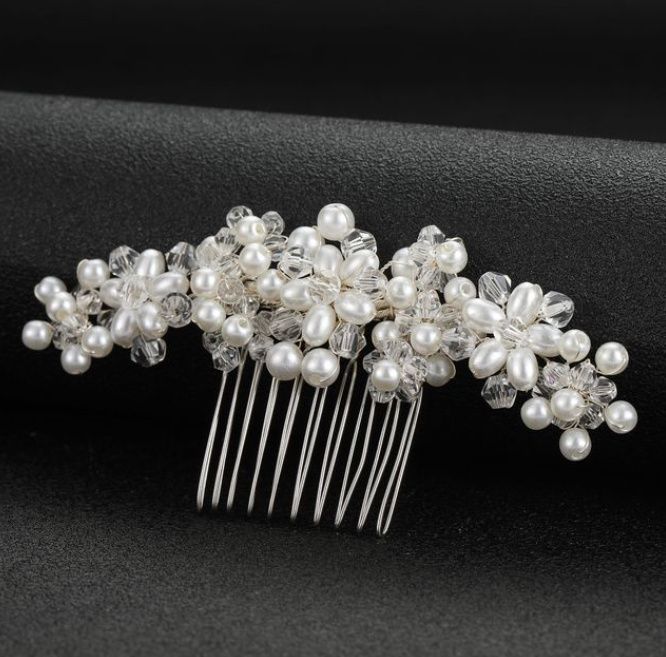 Blumen Braut Haarkamm Adelheid mit&nbsp;Perlen